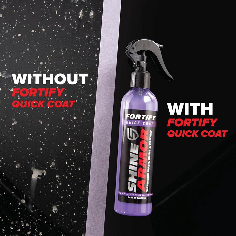 SHINE ARMOR Fortify Quick Coat – 3-in-1 Ceramic Coating Spray (8oz) | Waterless Wash, Shine & Protection | Streak-Free, Hydrophobic Car Wax for Paint & Trim - Image 4